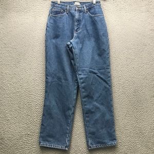 LL Bean Fleece Lined Denim Jeans Womens Size 8 Original Fit Relaxed Tapered Blue